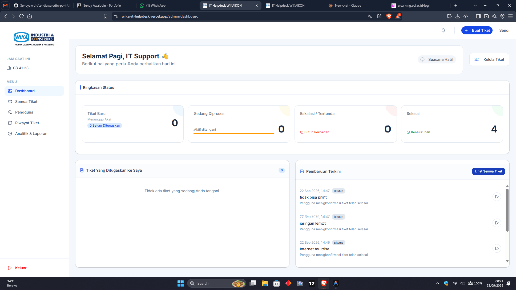IT Tiketing (WIKAIKON Helpdesk) Admin